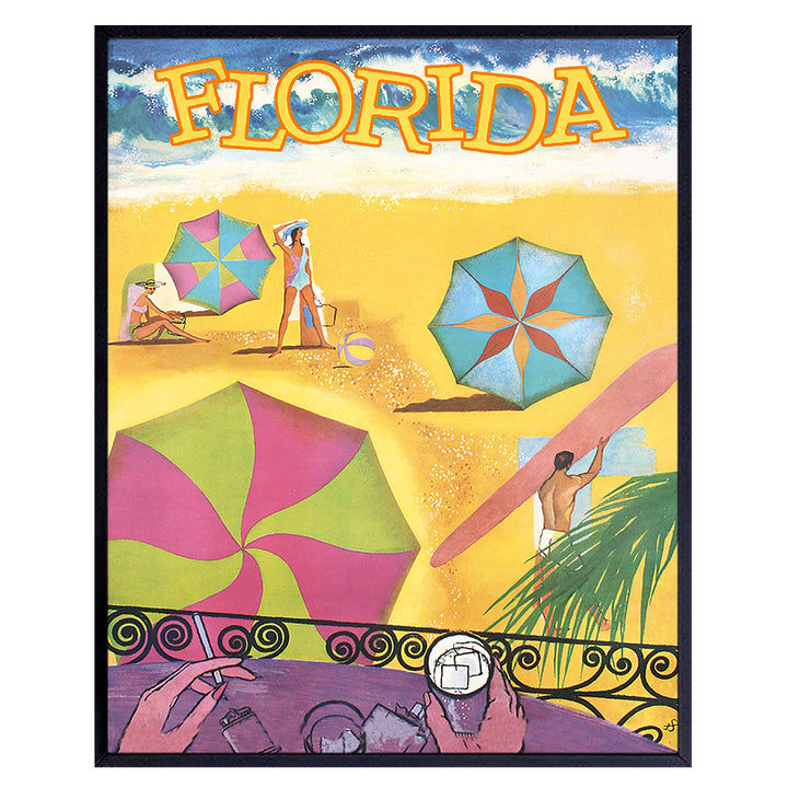 Florida Poster - Florida Souvenirs - Florida Wall Decor - Florida Gifts - 8x10 Vintage Travel Posters - Retro Home Decor for FL Beach House