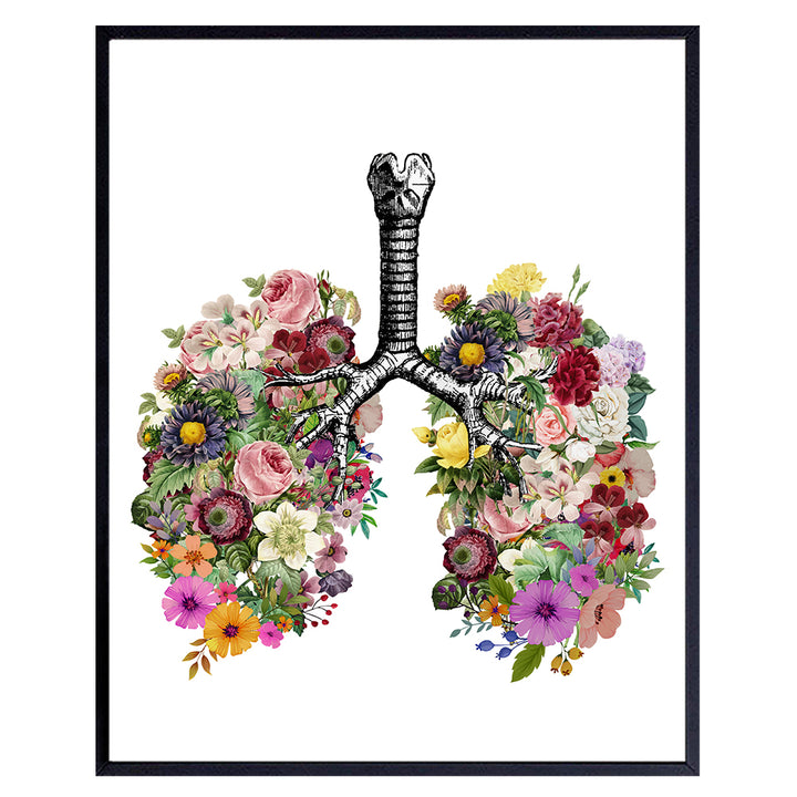 Vintage Lungs Wall Decor Picture Poster - Contemporary Modern Art, Room, Apartment, Home Decoration for Bedroom, Bathroom, Doctors Office, Medical Clinic - Gift for Nurse, PA, Dr, Physician - 8x10