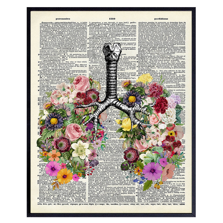 Upcycled Dictionary Wall Art Print - Vintage 8x10 Unframed Photo - Great Gift For Steampunk Lovers - Chic Home Decor - Flower Lungs