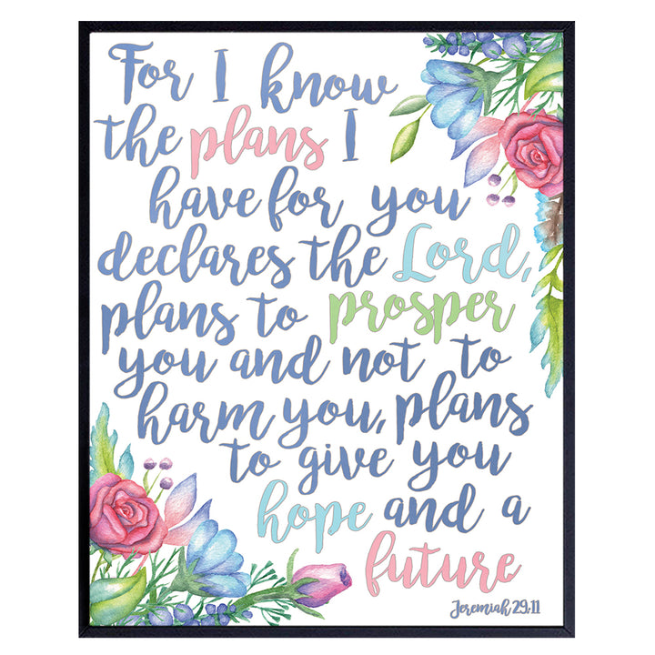 Jeremiah 29 11 Wall Art - For I Know the Plans I Have for You - Christian Inspirational Wall Decor - Religious Wall Art - Bible Verse Gifts - Catholic Wall Decor for Women - Scripture Wall Art