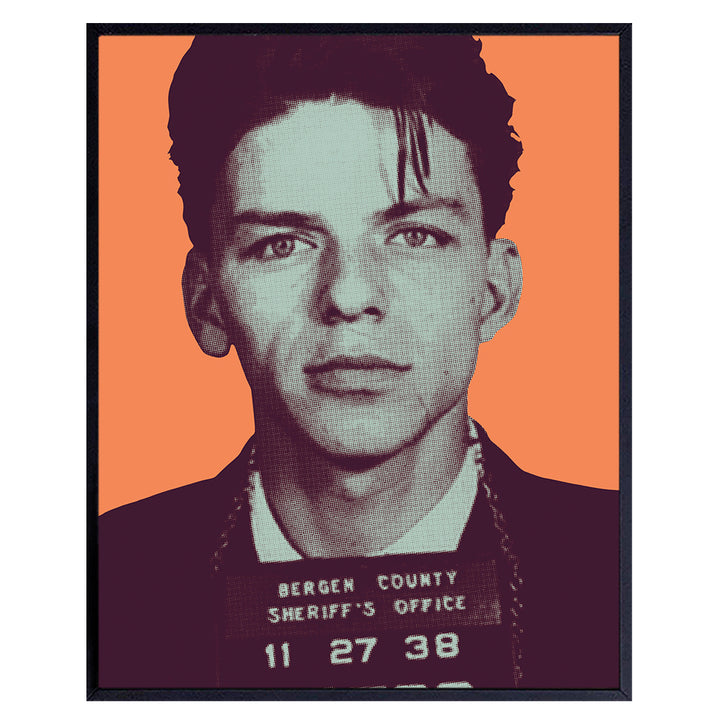 Frank Sinatra Mugshot Poster, Wall Art Print - 8x10 Warhol modern Pop Art Home Decor - Cool Unique Contemporary Room Decorations for Living Room, Bedroom - Gift for Ole Blue Eyes Fans - UNFRAMED