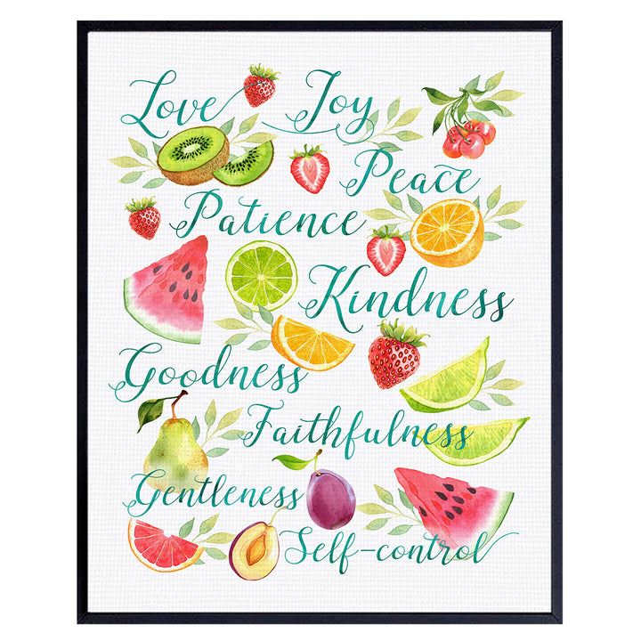 The Fruit of the Spirit - Fruit Wall Art - Galatians Religious Kitchen Wall Decor - Christian Wall Art - Cafe Wall Decor - Bible Verse Wall Decor - Dining Room Wall Art - Scripture Wall Art