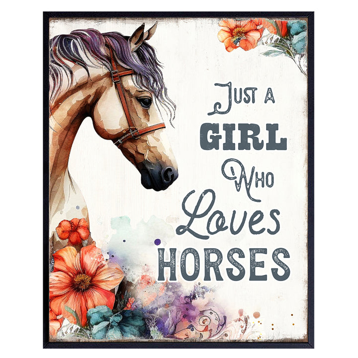 Cowgirl Horse Wall Art & Decor - Rustic Wall Decor - Shabby Chic Boho Wall Decor - Western Home Decor for Women Woman Girls Room, Living room, Bedroom - Country Farmhouse Pictures - Barn Wall Decor