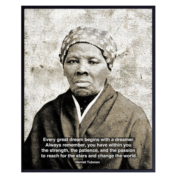 Black African American Civil Rights Wall Art Print - Harriet Tubman Motivational Quote Home Decor or Office Decoration - Inspirational Gift for Entrepreneur, Classroom, Teacher - 8x10 Photo Poster