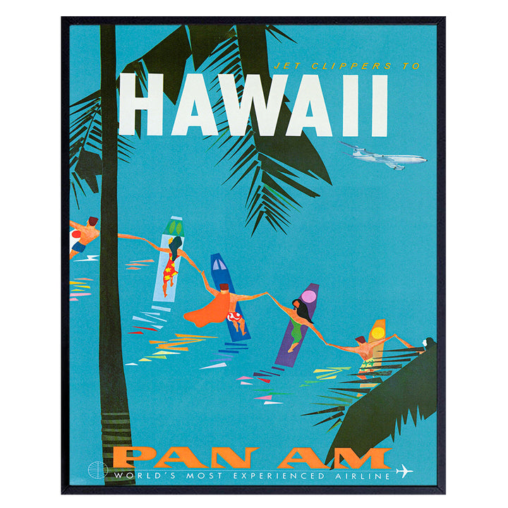 Hawaii Travel Poster Wall Art Print - Unique Hawaiian Home Decor for Tropical Beach House, Bedroom, Bathroom, Living Room - Makes a Great Gift - 8x10 Photo Unframed