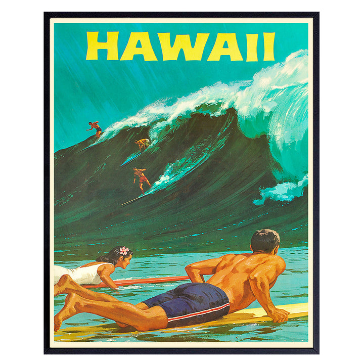 Hawaii Wall Decor - Surfing Wall Art - Surf Decor - Hawaiian Wall Decor - Tropical Wall Decor - Hawaiian Wall Art - Ocean Wall Decor - Vintage Travel Posters - 8x10 Picture