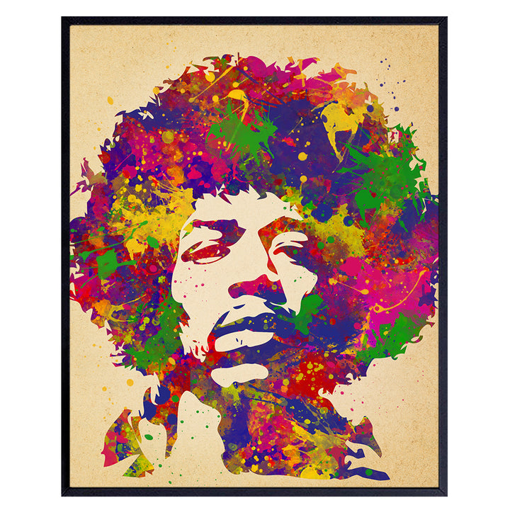 Jimi Hendrix Poster - 8x10 Psychedelic Experience Wall Art Decor for Men, Boys Bedroom, Living Room, Music Studio - Gift for Guitarist, Musician, Woodstock, Purple Haze, 60's Music Fan - UNFRAMED