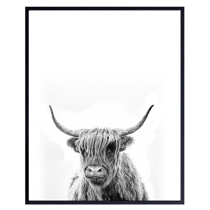 Highland Cow Wall Art - Cow Wall Decor for Home, Kitchen, Bathroom, Bedroom, Living Room - Cow Decorations - 8x10 Pink Photo Print - Country Decor or Farmhouse Gift