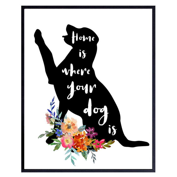 Dog Wall Art - Dog Wall Decor - Dog Quotes Wall Decor - Dog Themed Gifts - Dog Lover Gifts for Women - Dog Decorations - Home is Where Your Dog Is