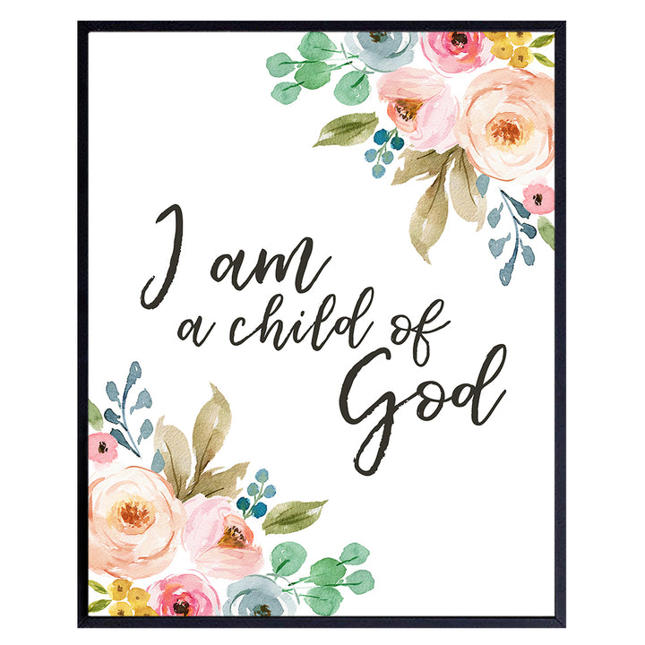 Child of God - Bible Verse Wall Art - Childrens Religious Wall Decor - Christian Gifts for Women - Scripture Wall Decor for Kids Bedroom, Girls, Boys Room - Inspirational Quotes Wall Art