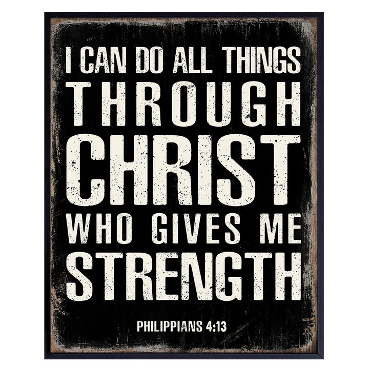 I Can Do All Things Through Christ - Philippians 4 13 - Religious Wall Decor - Christian Gifts for Men - Catholic Gifts - Inspirational Bible Verses Wall Decor - Scripture Wall Art - Jesus Wall Decor