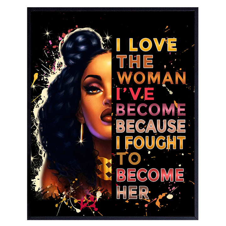 African American Wall Art Motivational Poster 8x10 - Black Art - Wall Art Black Women - Positive Inspirational Quotes Decor - Encouragement Gifts for African American Women - Afrocentric Wall Art