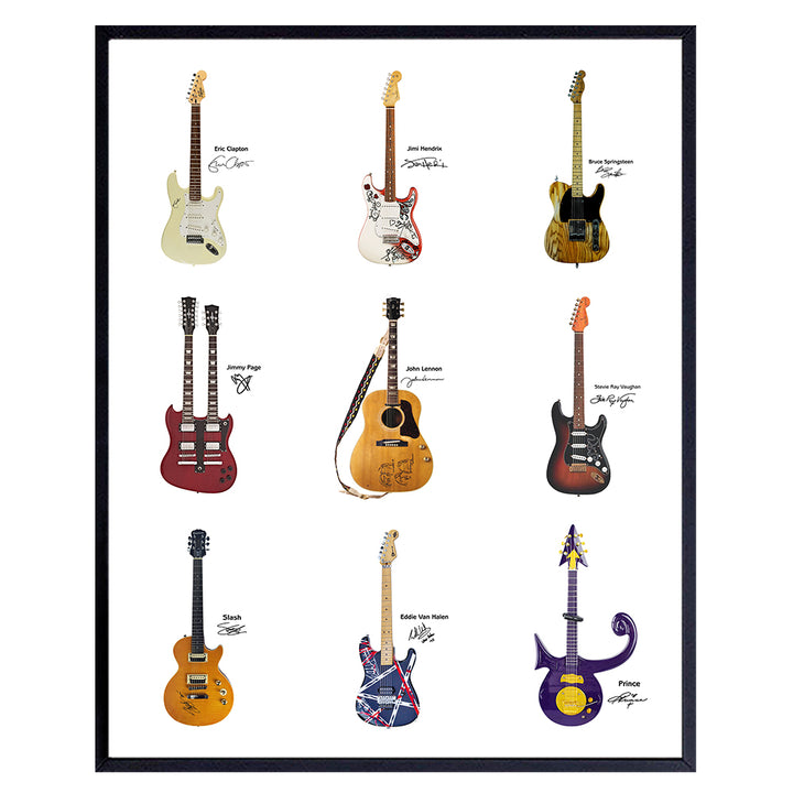 Guitar Wall Decor Poster -8x10 Home Decor Art Print - Musician Gifts for Hendrix, Van Halen, John Lennon, Stevie Ray Vaughan, Springsteen, Rock Star Fans, Guitarists - Cool Unique Unframed Photo