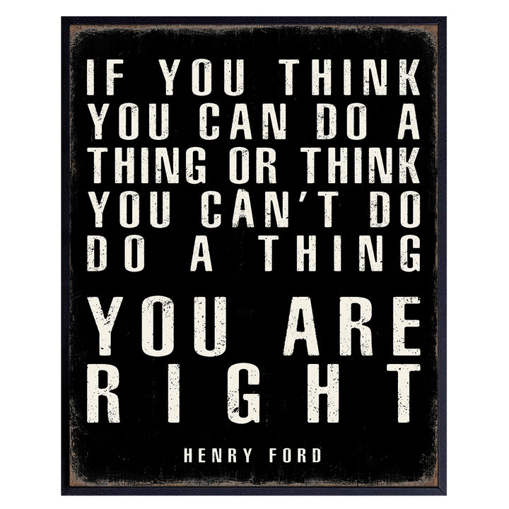 Inspirational positive Quotes Wall Decor - Motivational Black Office Decor - Henry Ford Typography Wall Art - Personal Growth Mindset Poster for Gym - Motivation Entrepreneur Gifts for Men, Women