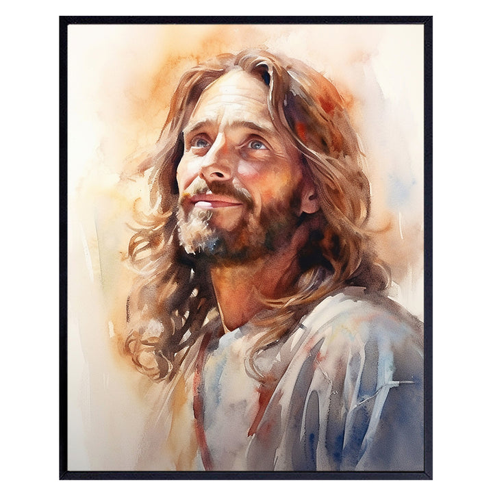 Jesus Christ Wall Decor - Jesus Poster - Jesus Loves Me - God Art - Faith Wall Decor - Religion Wall Art & Decor - Christianity Gift - Inspiration Art for Living room, Bedroom, Home Office, Men Women