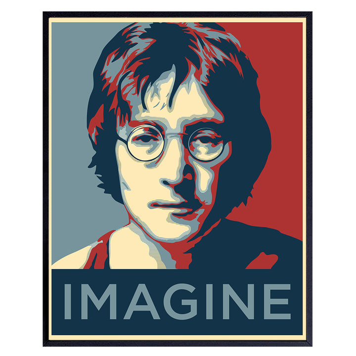 John Lennon Imagine Wall Art Print - Contemporary 8x10 Photo Poster - Cool Unique Gift for Beatles Music Fans - Original Home Decor, Room or Office Decoration - Unframed Picture