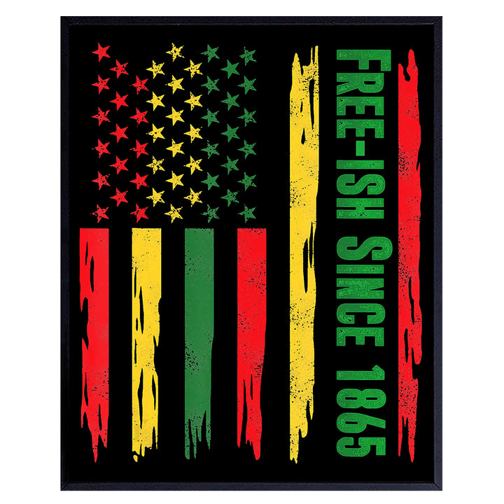 Juneteenth Flag Wall Art - Black Culture - Black Art - African American Wall Decor - Black Power - Afro American Flag - Black History Month - Black Pride Poster 8x10