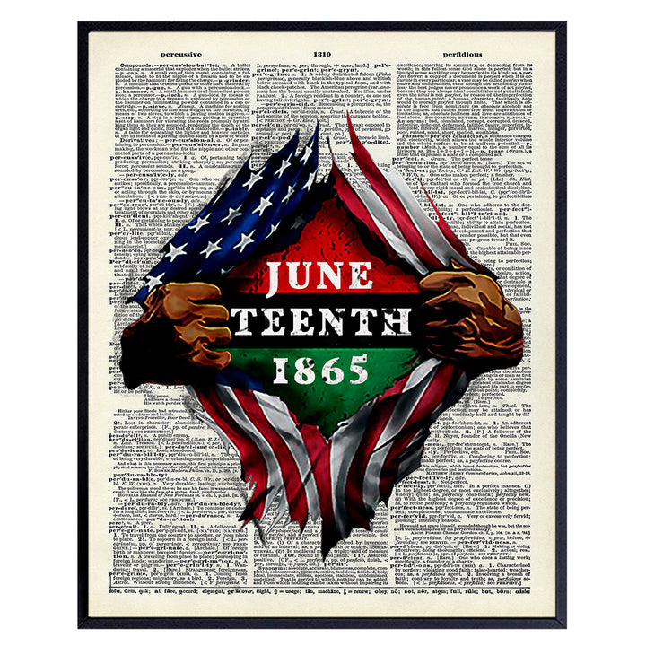 Juneteenth Flag Wall Art - Black Power Poster 8x10 - Black Pride Art - African American Wall Decor for Men - Black Culture - Afro American Flag - Black History Month