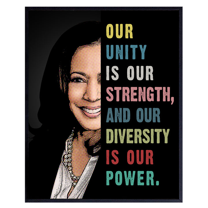 Kamala Harris Madam Vice President Inspirational Quotes Wall Art for African American Women, Girls - Political Gifts - Patriotic Decor - Feminism Feminist Gifts - 8x10 African American Wall Art