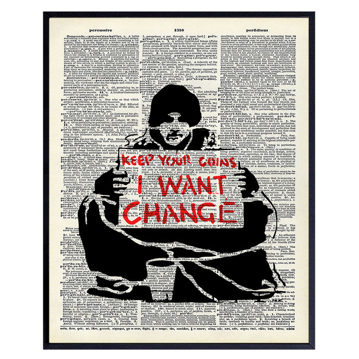 Keep Your Coins I Want Change on Photo of Dictionary Page - Unframed Wall Art Print - Great Motivational or Inspirational Gift - Cool Home Decor - Ready to Frame Vintage (8x10) Vintage Photo