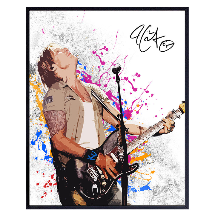 Keith Urban w/Guitar Poster, 8x10 - Wall Art Decor, Decoration for Bedroom, Living Room - Cool Original Unique Gift for Girls, Teens, Women, Girlfriend, Her, Country Music, Nashville Fans - UNFRAMED