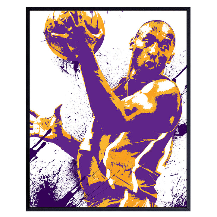 Kobe Bryant Poster - 8x10 Kobe Wall Decor -Basketball Wall Decor - Unique Gift for Los Angeles Lakers Fans, Men - Boys Room Decor, Teen Bedroom Decor, Sports Bar - Art Print Picture