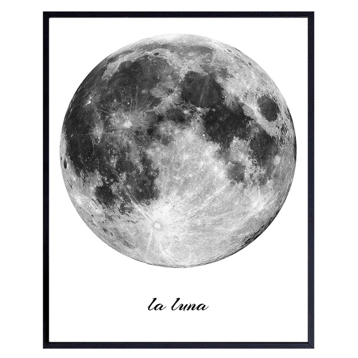 La Luna - Full Moon Decor - Moon Wall Art - Moon Wall Decor - Picture Photo - Unique Astronomy Gifts - Lunar Wall Art