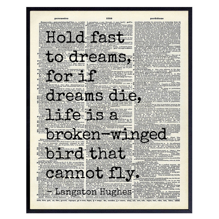 Inspirational Quote Wall Art - Unique Gift for Langston Hughes Fans, Black African Americans, Women - Motivational Decor, Home Decoration for Bedroom, Living Room, Office, Bathroom -8x10 Picture Print