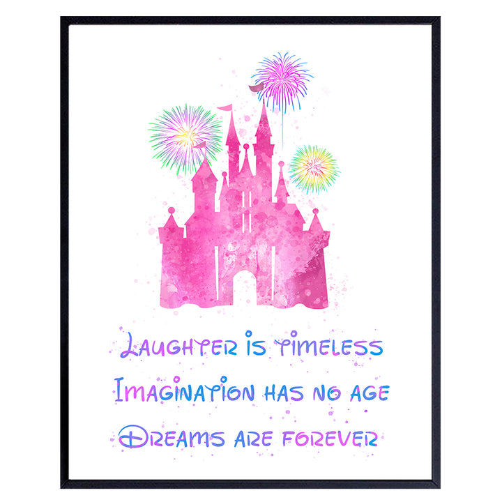 Quote Wall Art Poster Print - 8x10 Castle Cute Pink Girls Room, Bedroom Decoration, Home Decor - Inspirational Motivational Gift for Kids and Women - 8x10 Unframed Photo print