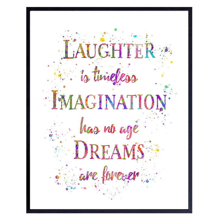 Laughter Inspirational Quote Home Decor - Dreams 8x10 Wall Art Decoration Poster print for Baby, Boy, Girl or Kids Bedroom, Nursery, Office, Living Room - Gift for Fans