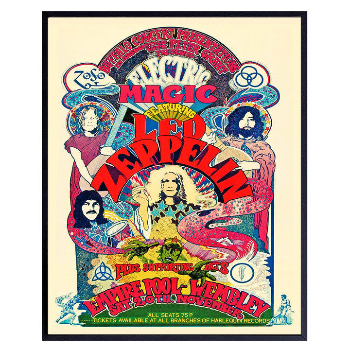 Led Zeppelin Poster - 8x10 Psychedelic Room Decor - Led Zeppelin Gifts - Concert Posters - The song Remains the Same - Pshycadellic Hippie Room Decor for Men, Women, Teens - Dorm Room Decor