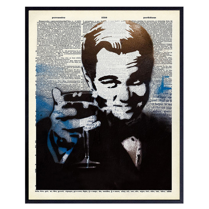 Banksy Leonardo DiCaprio Poster Wall Art Print - Unique Home Decor for Bar, Kitchen, Office - Congratulations Gift for Bachelor Party Celebration - 8x10 Photo Unframed