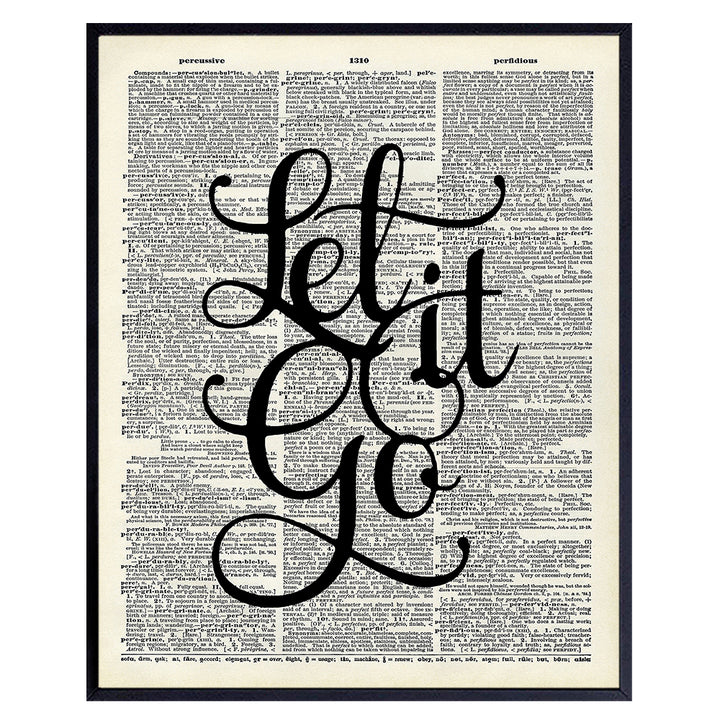 Inspirational Quote, Dictionary Wall Art - 8x10 Let It Go Motivational Poster for Boys, Girls, Kids Bedroom, Office, Home, Apartment, Meditation Room, Yoga Studio - Unique Spiritual Gift for Buddhist