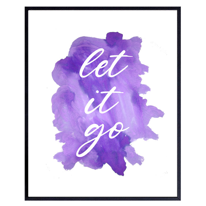 Let It Go Unframed Wall Art Print Typography - Perfect Affordable Gift - Motivational Quote - Great For Office and Home Decor - Ready to Frame (8X10) Watercolor Photo