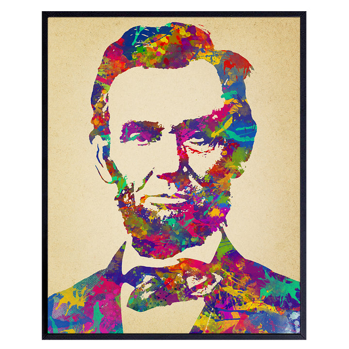 Abraham Lincoln - Abe Lincoln Patriotic Wall Decor for Home or Office - Unique Gift for Republicans, Conservatives, Civil War Buff, Democrats, Liberals - 8x10 Art Print Picture