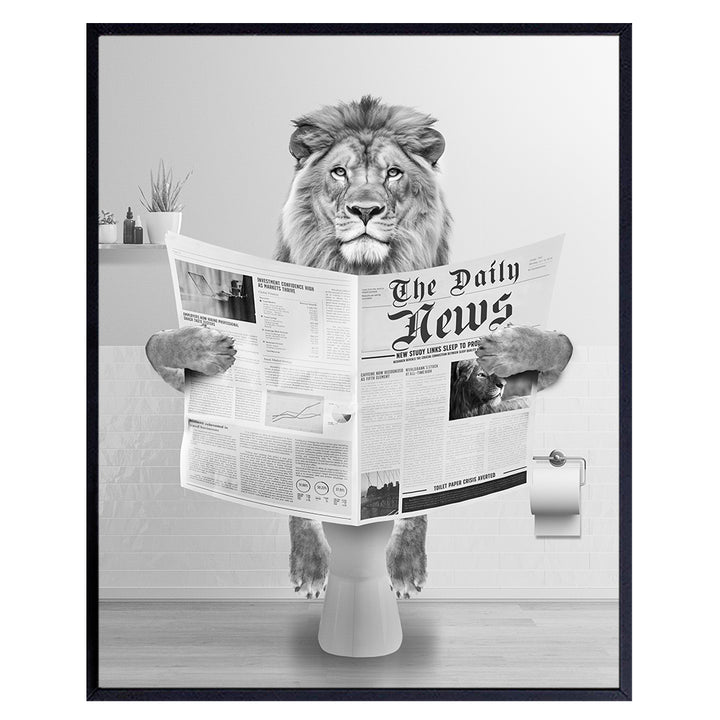 Lion Bathroom Wall Decor for Men - Kids Bathroom Decor - Modern Bathroom Signs - Big cat Bathroom Wall Art - Cute Bathroom Decor - Restroom Bath Wall Art - Yellowbird Art & Design Bathroom Pictures