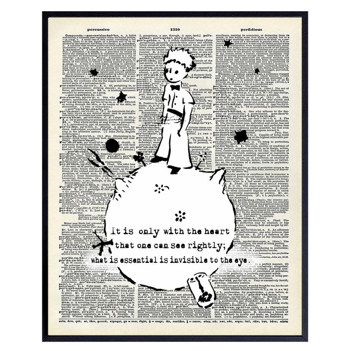 The Little Prince Graffiti Dictionary Art, Urban Street Art Home Decor - Unique Room Decorations for Nursery, Boys, Girls, Kids, Baby Room - Upcycled Wall Art, Poster, Print - Gift for Baby Shower