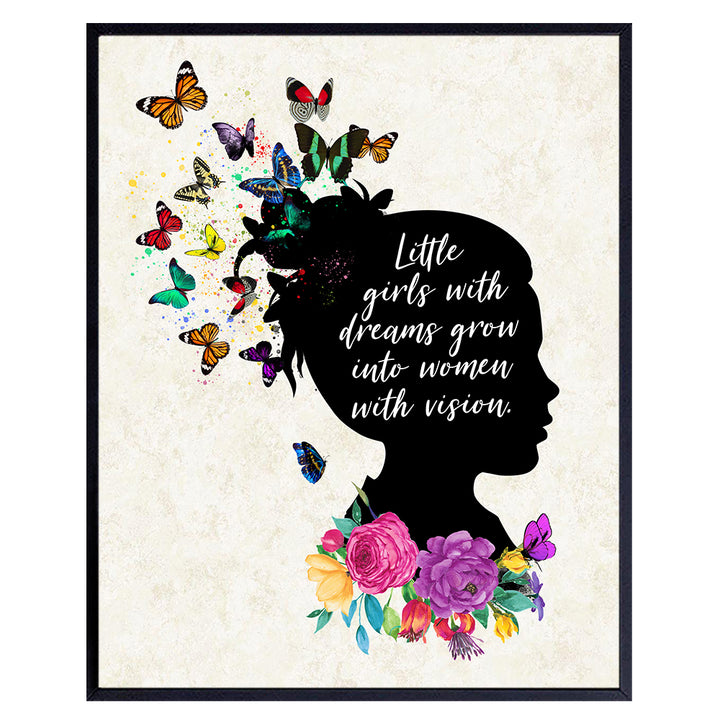 Positive Quotes Girls Room Decor - Inspirational Wall Art Saying - Toddler Kids Little Girls Bedroom Decor - Motivational Poster Picture - Encouragement Gifts - Daughter Gifts - Family Wall Decor