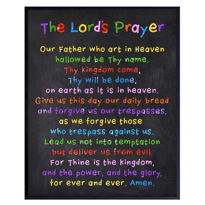 Lords Prayer Wall Decor - Religious Decor - Christian Scripture Wall Art - Catholic Gifts for Bible Study, Church, Sunday School, Boys Room, Boys Bedroom - Blessed Inspirational Gift for Son, Kids