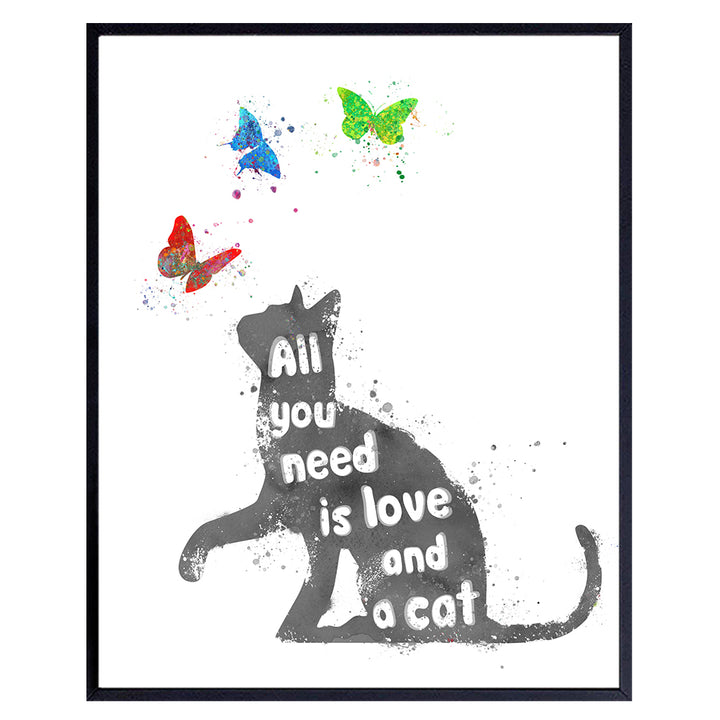 Inspirational Cat Wall Art Poster Print - Modern Home Decor, Room Decorations for Bedroom, Bathroom, Childrens, Girls, Baby, Kids Room or Nursery - Great Gift for Kitty Lovers - 8x10 Unframed Photo