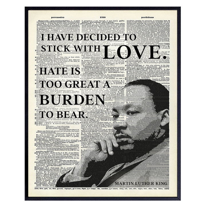 Inspirational Martin Luther King, MLK, Quote Dictionary Wall Art, Home Decor - Upcycled Poster Print for Office or Room Decorations - Gift for Black, African Americans, Civil Rights Fans- 8x10 Photo