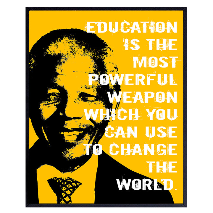 Nelson Mandela Poster, 8x10 - Classroom Decor - Inspirational Quotes Wall Art - Teacher Gifts - School Decorations - Motivational Wall Decor - Nelson Mandela Wall Art - Positive Quotes for Kids