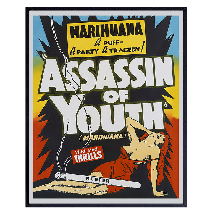 Stoner Room Decor, Accessories Gifts - Marijuana Decor, Accessories, gifts for Women, Men - Pothead, Pot Smoker, Weed, Cannabis Gifts - Reefer Madness - Dope Wall Art - Vintage Hollywood Movie Poster