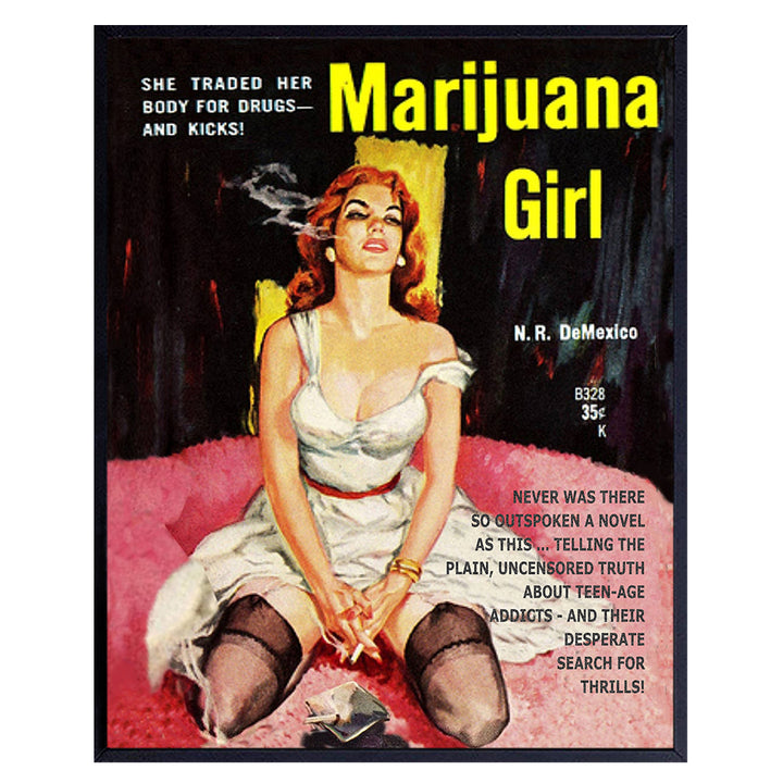 Marijuana Girl Vintage Wall Art Print - 8x10 Unframed Photo - Gift for Weed, Pot, Ganja, Blunt, Cannabis, CBD, Potheads - Unique Home Decor