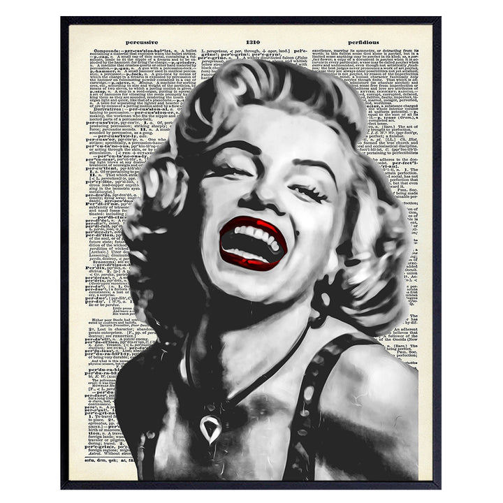 Marilyn Monroe Wall Art - Marilyn Monroe Wall Decor - Banksy Wall Art - Graffiti Wall Art - Banksy Poster - 8x10 Dictionary Art - Classic Movies - Vintage Movie Poster