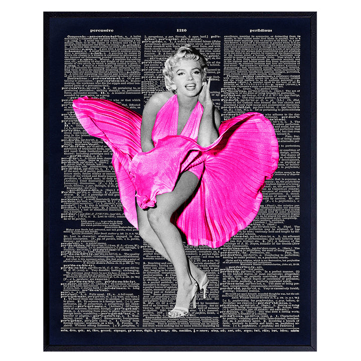 Marilyn Monroe Wall Art - Upcycled Dictionary Art Print - 8x10 Unframed Photo - Glam Gift For Vintage Hollywood Movie Fans - Chic Home Decor