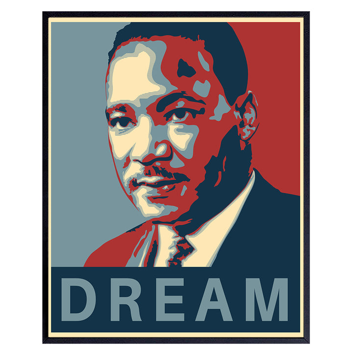 Martin Luther King Obama Wall Art - 8x10 Dream Photo Poster - Unique Home Decor or Gift - MLK, Black History Month, African American, Civil Rights, Pride, Teacher, Classroom - Unframed Picture Print