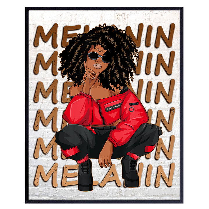 African American Decor - Black Wall Art - Black Women Gifts - Melanin Queen - African American Woman Teens - Black Girl Magic Poster - Afro Wall Art - Black Girl Art - Black Culture - Black Pride