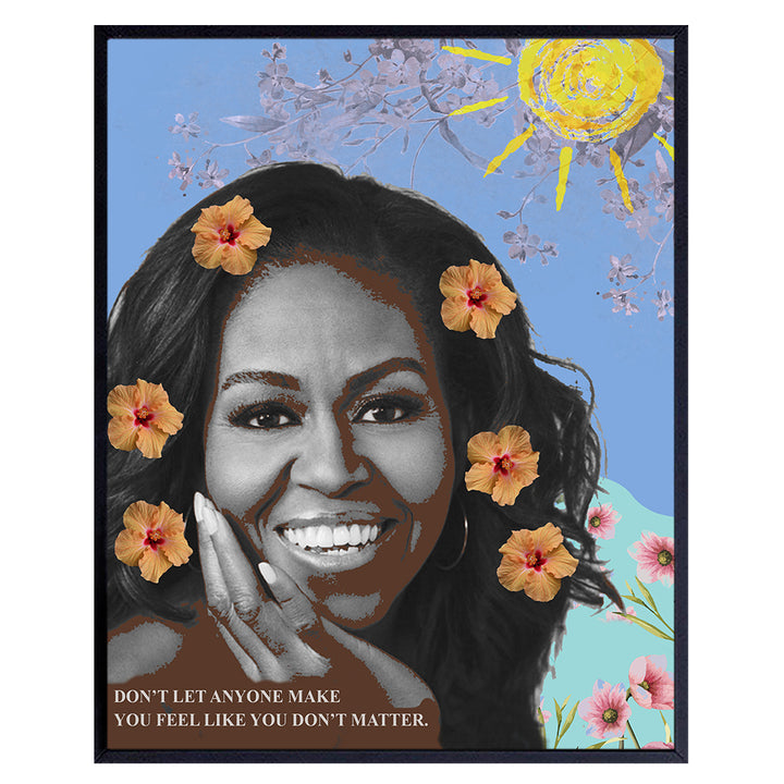 Michelle Obama Inspirational Quote Contemporary Pop Art Home Decor - Motivational Modern Wall Art Poster Print for Bedroom, Living Room, Office - Great Gift for Black, African American Women, Woman