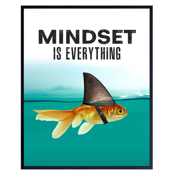 Motivational Wall Art Posters for Home, Office - Mindset is Everything - LARGE 11X14 - Inspirational Gifts for Men, Students - Entrepreneur Wall Art Decor - Uplifting Self-Improvement Positive Quotes